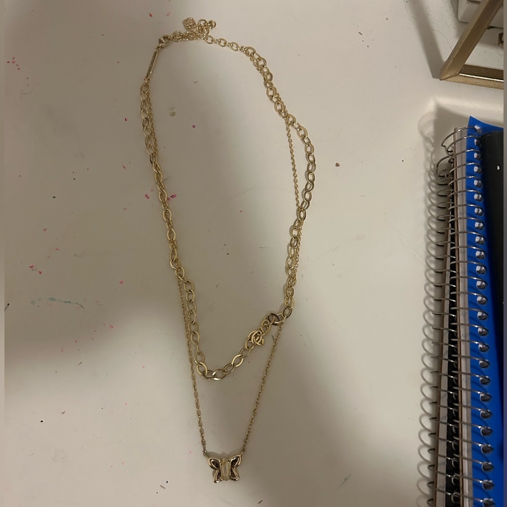 Kendra Scott Gold double necklace with butterfly